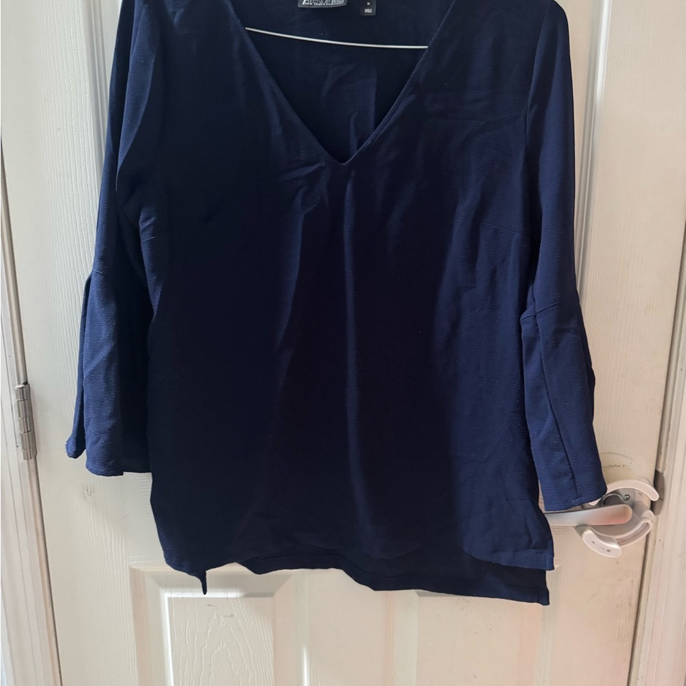 NY & Co 3/4 Flutter Sleeve Blue Blouse